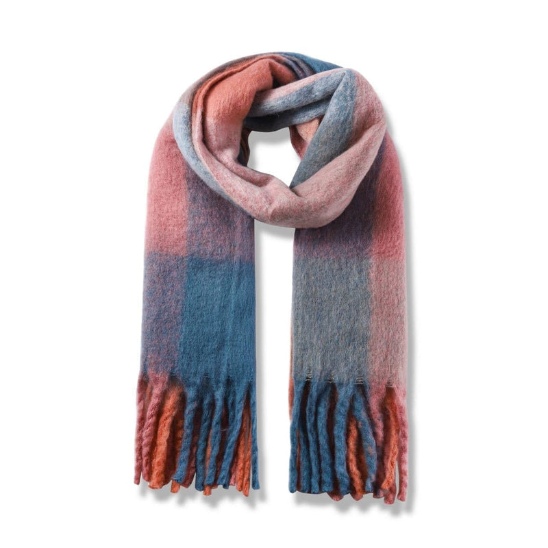 Big Brands Direct Premium Quality Women’s Furry Soft Rainbow Scarf Oversized Warm Winter Shawl with Multicolour Checks Ultra Cozy, Lightweight & Stylish Cold-Weather Wrap for Ladies