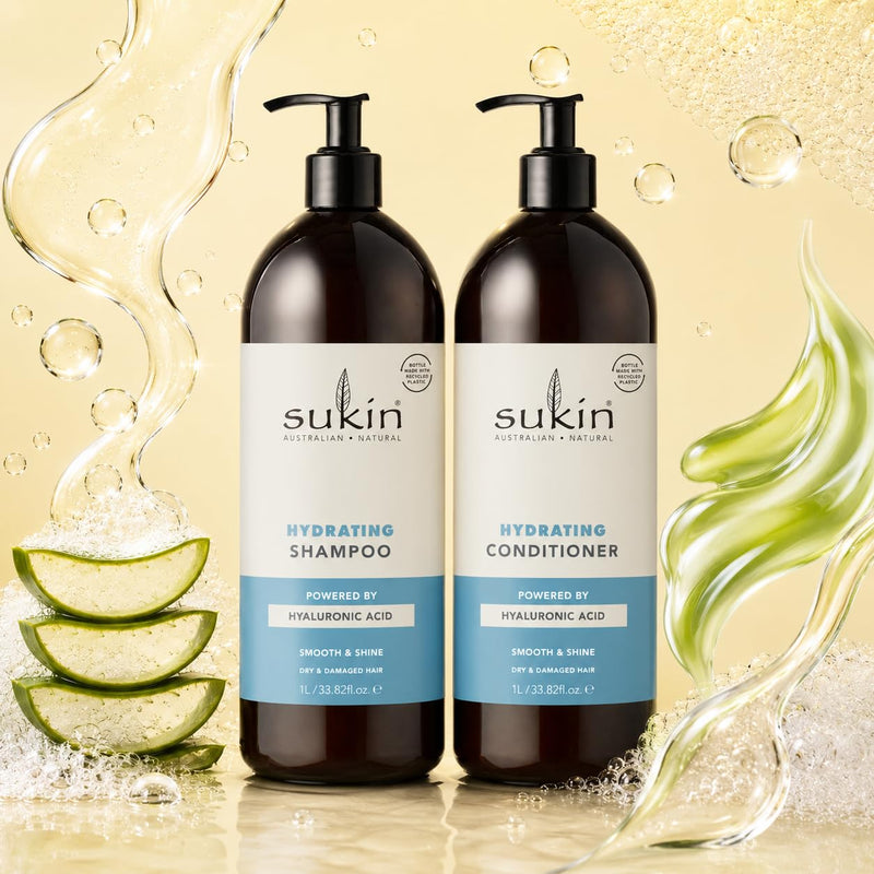 Sukin Hydrating Conditioner 500ml - strengthens and repairs dry and damaged hair, adds shine and tames frizz - with Coconut Oil & Shea Butter; cruelty free & vegan friendly.