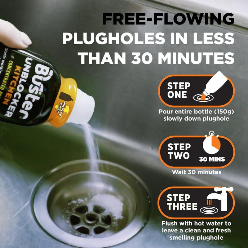 Buster Kitchen Plughole Unblocker, 200g, Kitchen Drains
