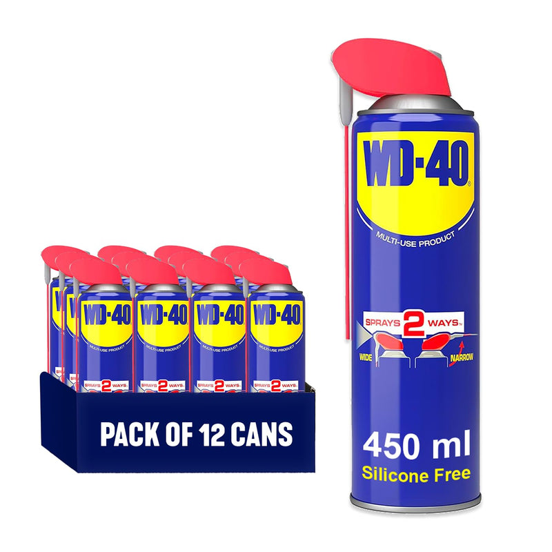 WD-40 Multi-Use Product Lubricant Spray, Smart Straw, 450ml, 12-Pack