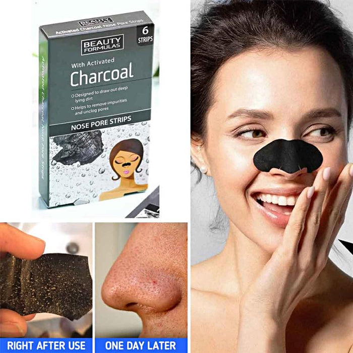 BEAUTY FORMULAS Charcoal Nose Strips - Blackhead Remover Strips for Pore Cleansing - Charcoal Nasal Strips for Black Head Remover & Pore Cleaner- Nose Pore Strips - 2 Pack + Cheeroo Magnet