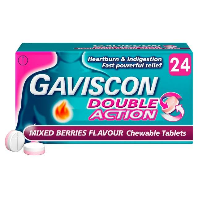 MM Double Action Mixed Berries Flavour Tablets - 96 Tablets (4 x 24) | Fast Heartburn & Indigestion Relief | Dual Action Formula for Acid Reflux | Long-Lasting Stomach Protection | Chewable Antacid
