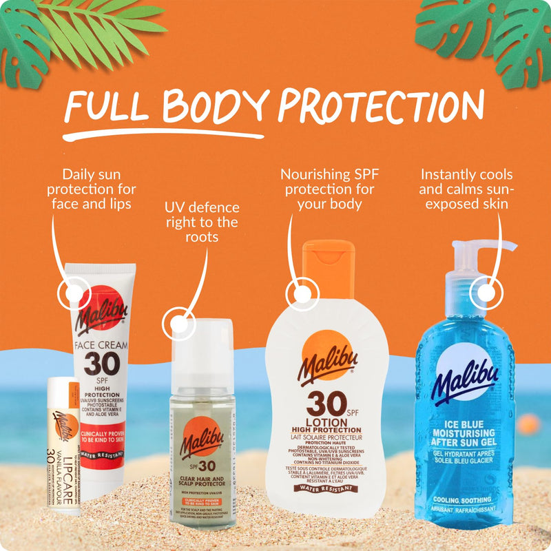 Malibu Sun Clear Spray Sunscreen, High Protection, Dry Feel, Water Resistant, 250ml