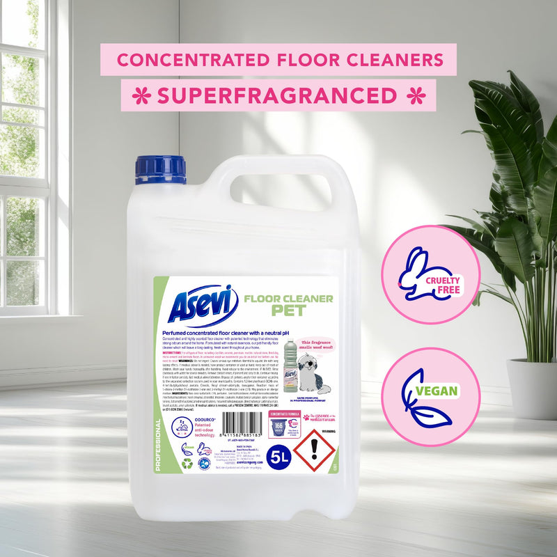 Asevi Concentrated Floor Cleaner Liquid – Fresh and Powerful Cleaning for Laminate, Stone and Hard Surfaces 5L