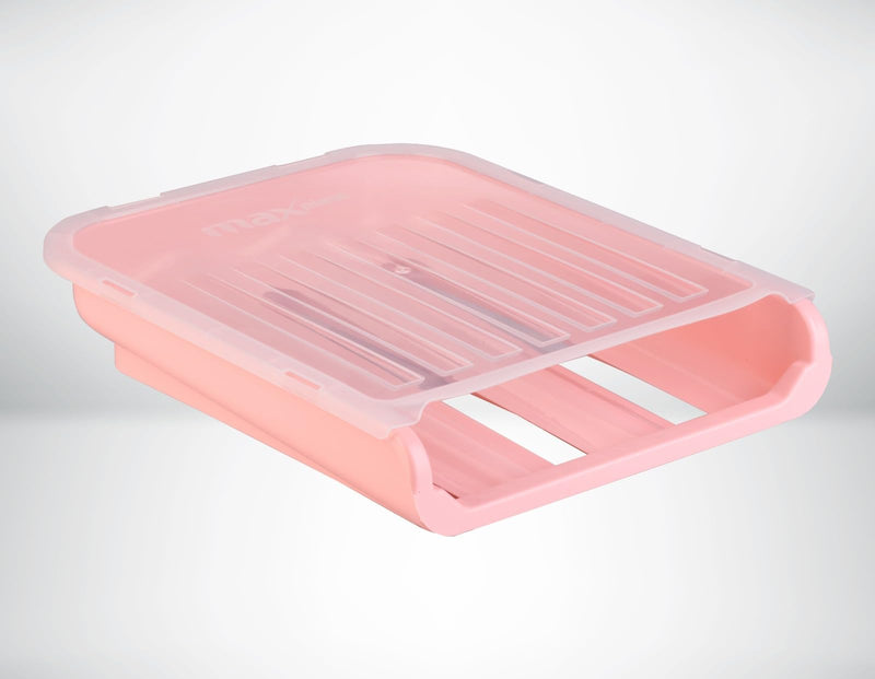 Durable Plastic Egg Tray Organizer - Holds 18 Eggs, Stackable Design for Fridge Storage