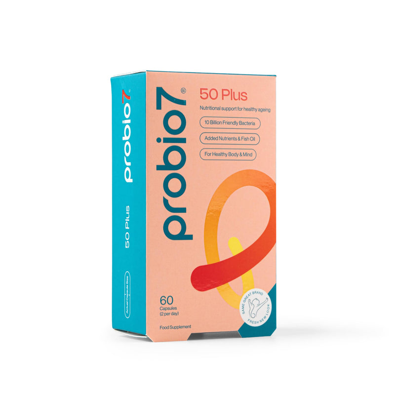 Probio7 50 Plus Probiotics for Men & Women. Multivitamin Tablets with Vitamin D, C, B12, Zinc & Ginkgo Biloba, Immune System Booster & Gut Health Support. Multivitamin Tablets for 50 Plus, 60 Capsules