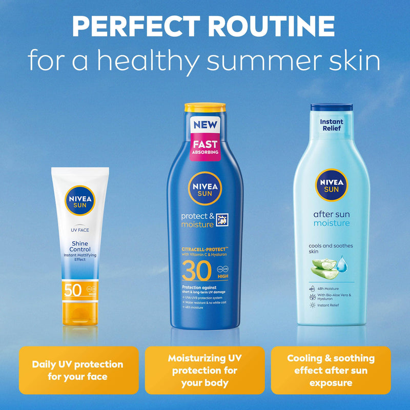 NIVEA SUN Protect & Moisture Sun Lotion SPF 20 Suncream with Vitamin E Provides 48 Hour Moisture and Immediate UVA & UVB Protection