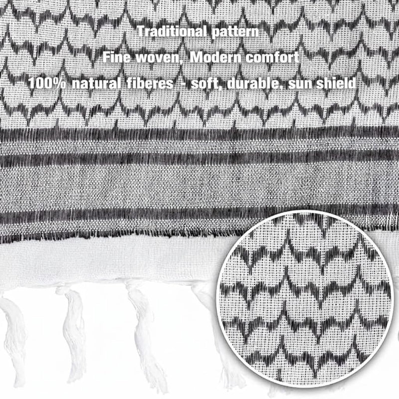 Big Brands Direct Premium Cotton Shemagh Keffiyeh Tactical Scarf, Military Desert Arab Style Head Wrap, Unisex Traditional Kufiya, Multi-Use Accessory