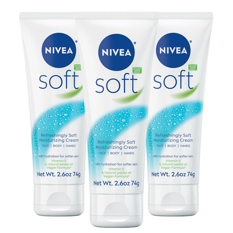 NIVEA Soft Refreshingly Soft Moisturizing Cream, Multipack, 3 x 2.6 OZ