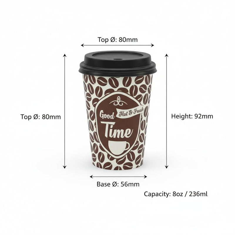 Big Brands Direct 100 Pcs Premium Paper Cups for Hot and Cold Drinks, 8oz 236ml
