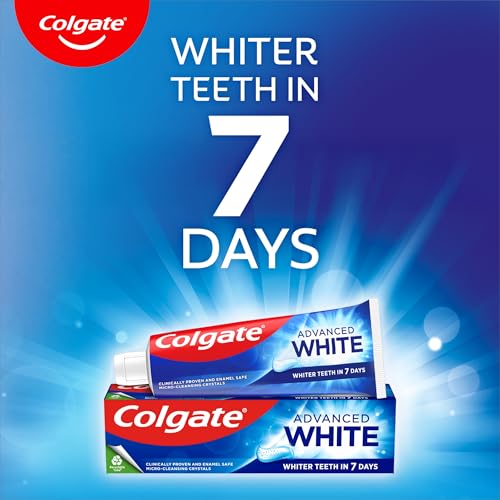 Colgate Advanced White Toothpaste - Teeth whitening Toothpaste - clinically Proven whitening - whitens in 10 Days - with Active Micro-Cleansing Crystals - new Stain Prevention - Enamel Safe