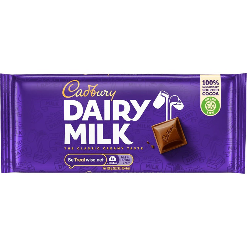 Cadbury Dairy Milk Chocolate Bar 110g (Pack of 21 Bars)