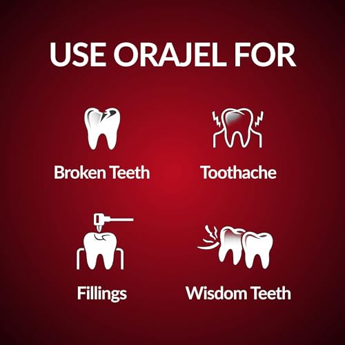 Orajel Dental Gel for Rapid Toothache Pain Relief for Adults, Contains Benzocaine 10% w/w, Targeted Oral Gel for Fast-Acting Dental Pain Relief Formula, 5.3g