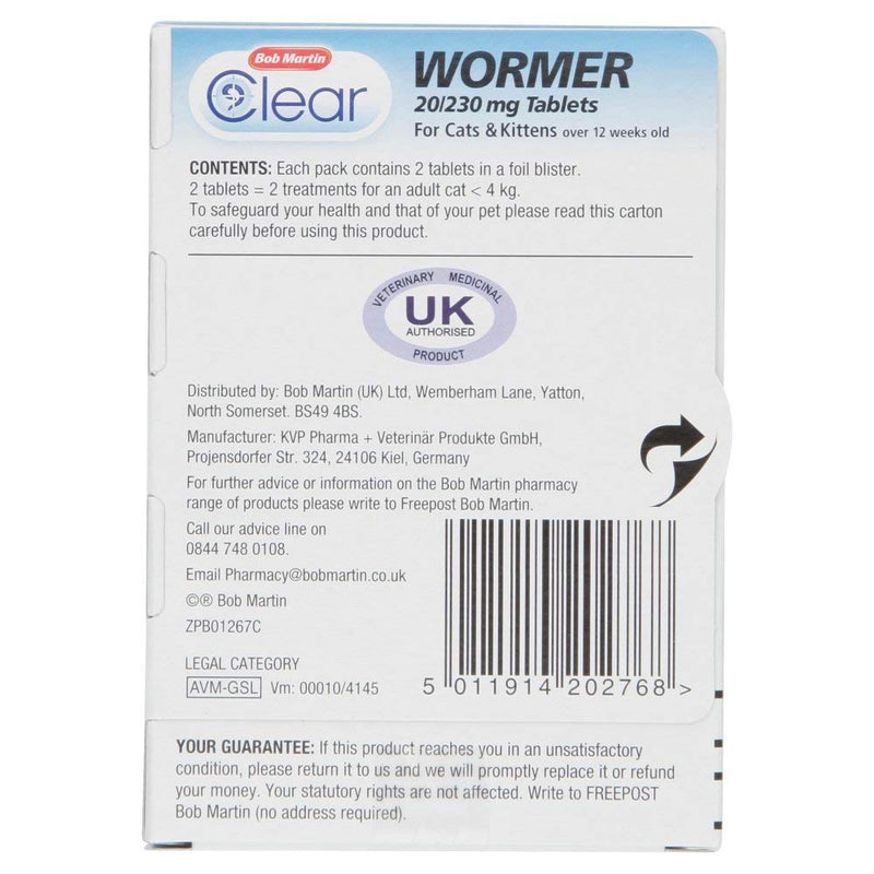 Bob Martin Clear Wormer Tablets for Cats and Kittens