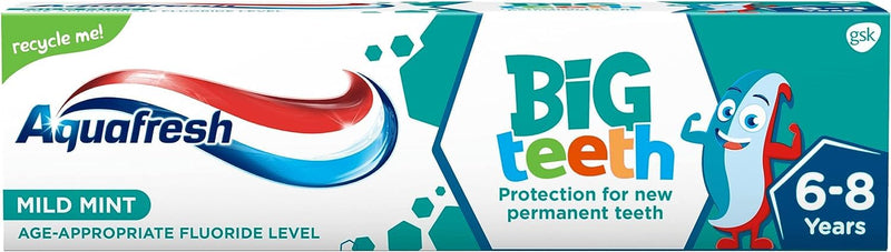 Aquafresh Big Teeth Toothpaste, for Kids Teeth, 6-8 Years, 50ml - Pack of 6
