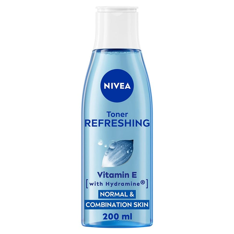 Nivea Refreshing Toner (200 ml), Face Toner with Vitamin E, Deeply Cleanses, Invigorates the Skin, and Removes Residue, Effective Facial Cleanser