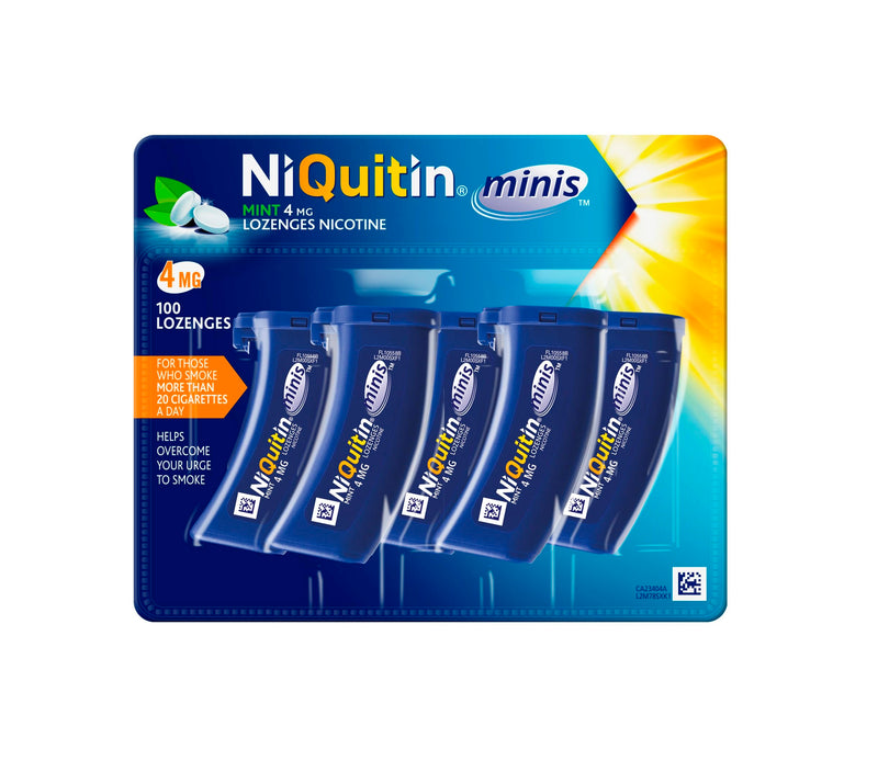NiQuitin Mini Mint Lozenges – 4 mg, 100 Minis – Stop Smoking Aid
