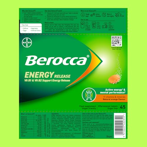 Berocca Vitamin C Effervescent Tablets, Orange Flavour, 45 Tablets
