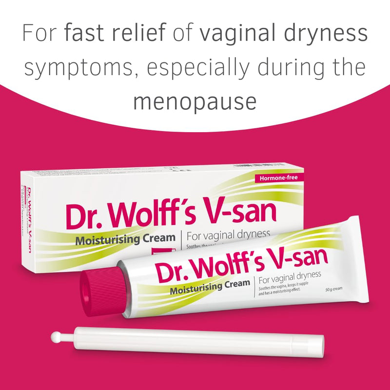 Dr Wolff’s V-San Moisturising Cream For Vaginal Dryness 50g | Vaginal Moisturiser For Daily Use | Prevent Itching & Dryness | Soothing Hormone Free Vaginal Cream| Dual Effect Vaginal Dryness Treatment