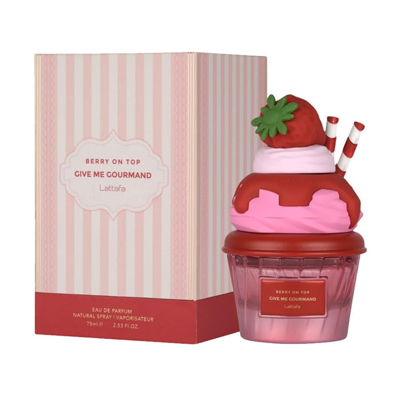 Lattafa Berry On Top Eau de Parfum, Give Me Gourmand Collection - Fruity Berry & Vanilla Cream Scent, Spray Form, Unisex Perfume 75ml