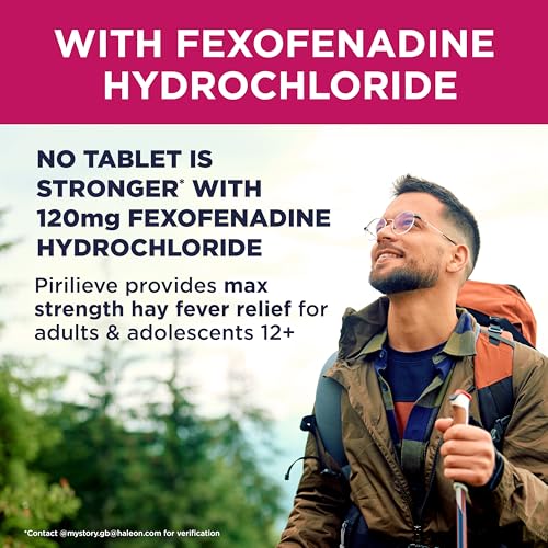 Pirilieve Hayfever Relief, Fexofenadine Antihistamine Tablets for Relief of Heyfever Symptoms Such as Sneezing and Itchy or Blocked Nose, 30s