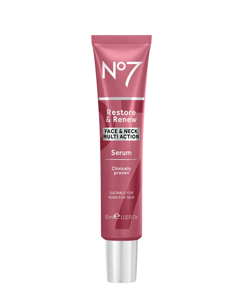 No7 Restore & Renew Face & Neck MULTI ACTION Serum 30ml