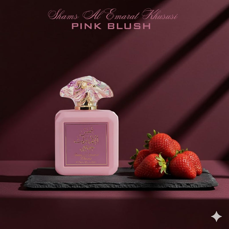 Ard al Zaafaran Pink Blush Shams Al Emarat Khususi, Marshmallow Blush Perfume For Women, Eau de Parfum - 100 ML (3.4 OZ) Romantic & Sweet Arabian Perfume - A Captivating Scent wrapped in Pink Bottle