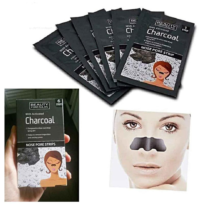 BEAUTY FORMULAS Charcoal Nose Strips - Blackhead Remover Strips for Pore Cleansing - Charcoal Nasal Strips for Black Head Remover & Pore Cleaner- Nose Pore Strips - 2 Pack + Cheeroo Magnet