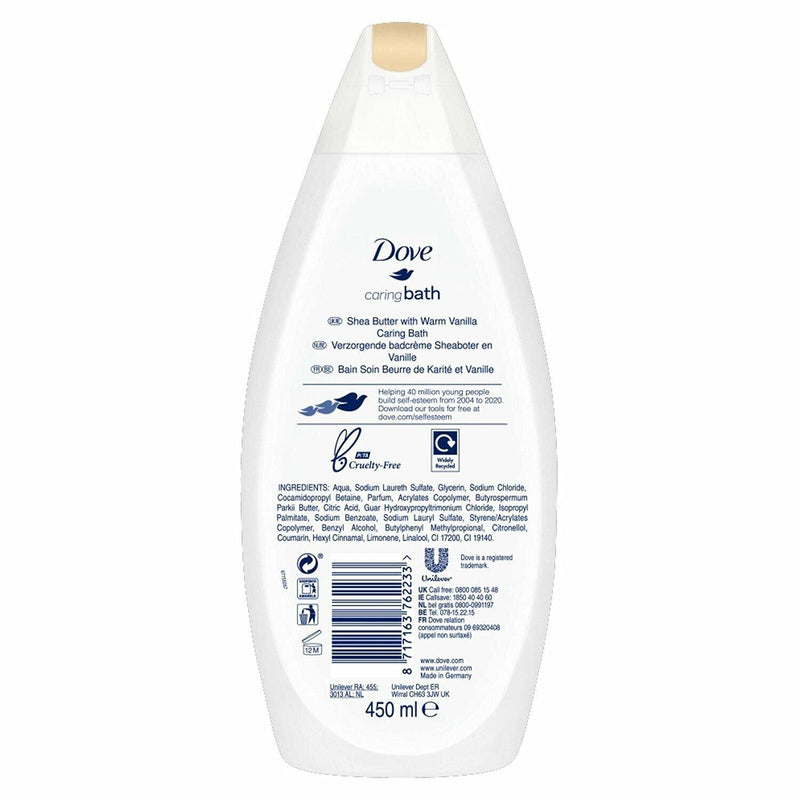 3 Pack Dove Caring Bath Soak Shea Butter with Warm Vanilla Cream, 450ml