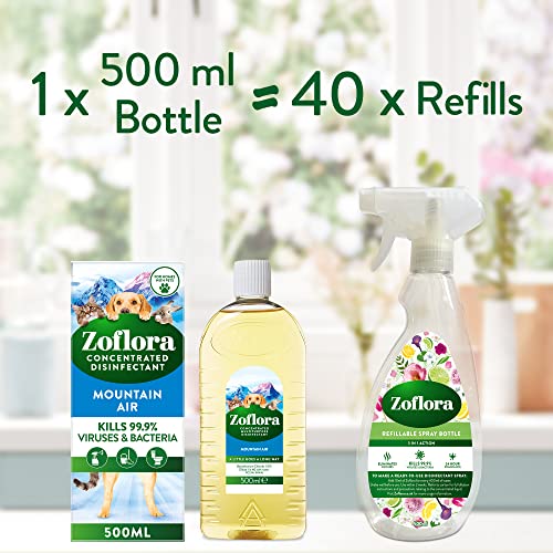 Zoflora Fresh Home Mountain Air Concentrated Disinfectant Liquid, Pack of 6 x 500ml, Pet-Safe Multi-Surface Cleaner, Antibacterial, Kills 99.9% of Germs