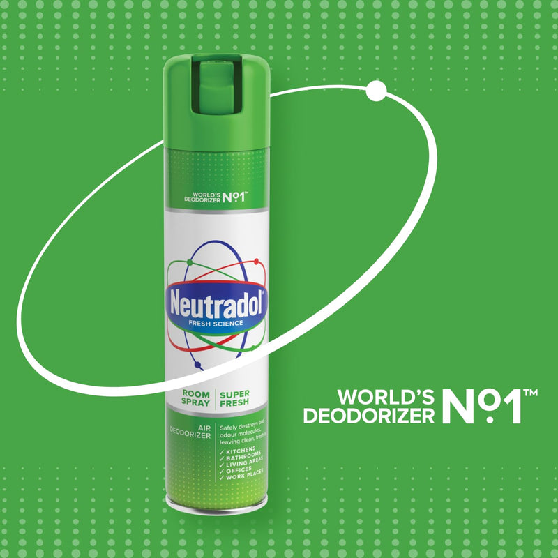 Neutradol Room Spray, Fast Acting Aerosol, Air Freshener for Home & Office, Odour Eliminator, Fresh Pink, Multipack of 3 x 300ml