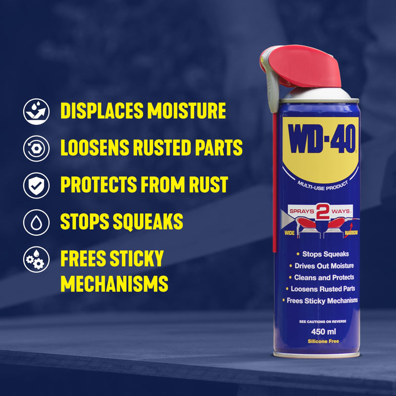 WD-40 Multi-Use Product Lubricant Spray, Smart Straw, 450ml, 12-Pack
