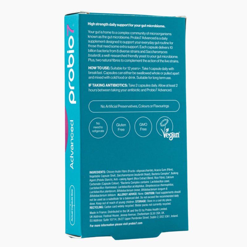 Probio7 Probiotics Advanced | 9 Live Strains | 10 Billion CFU, Saccharomyces Boulardii + 2 Types of Fibre | Gut Health Supplements, Probiotics for Gut Health