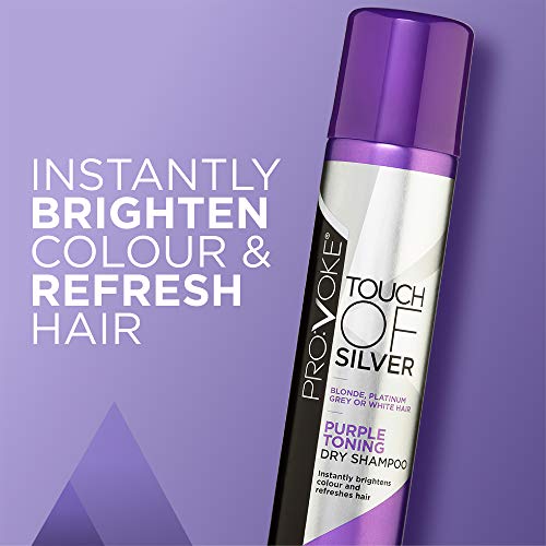 PROVOKE Touch Of Silver Purple Toning Dry Shampoo 200 ml, Neutralises Brassy Tones and Refreshes Hair, First Ever Dry Shampoo