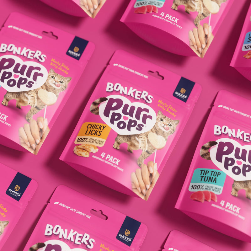 BONKERS Purrpops, Freeze Dried Chicken Flavored Lollipop Cat Treats, 13 x 4 pack, 52 Lolipops