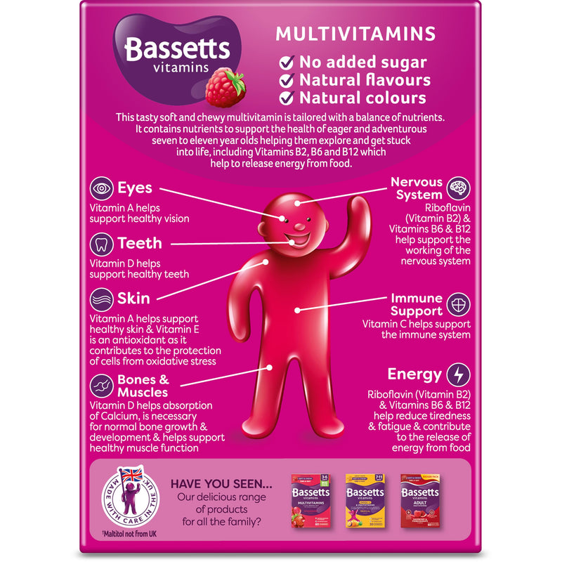 Bassetts Vitamins 7-11 Years Raspberry Flavour Multivitamins