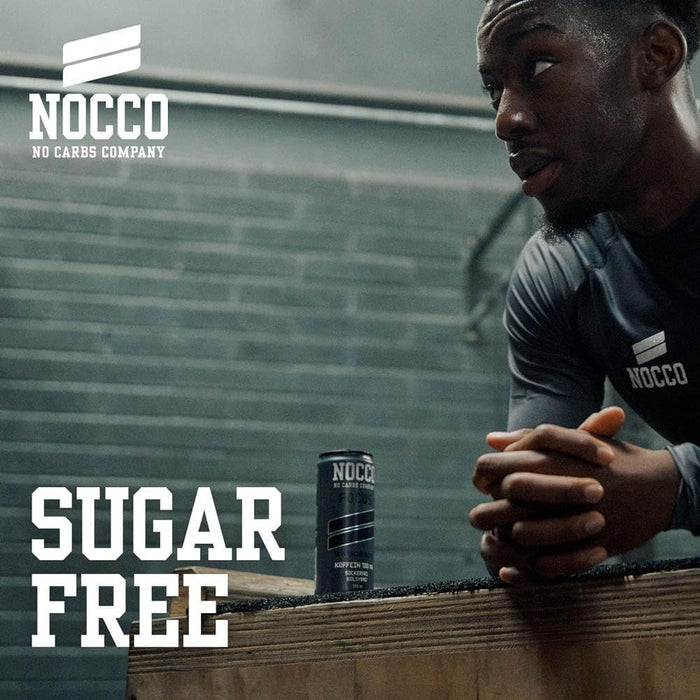 NOCCOO Sugar Free Energy Drink – 180mg High Caffeine, Enriched with Amino Acids & Vitamins, Ideal for Pre Workout – 12 x 330ml (Ramonade)