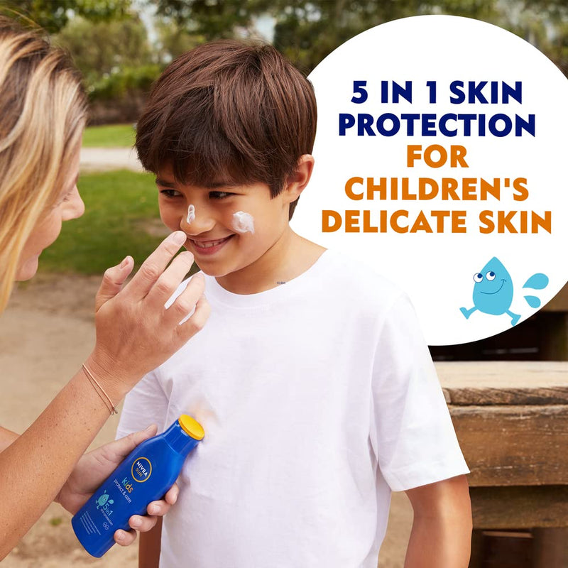 NIVEA SUN Kids Moisturising Sun Lotion SPF50+ (200 ml), Moisturising Suncream with SPF50+, Children's Sunscreen for Immediate Protection from Sun Exposure