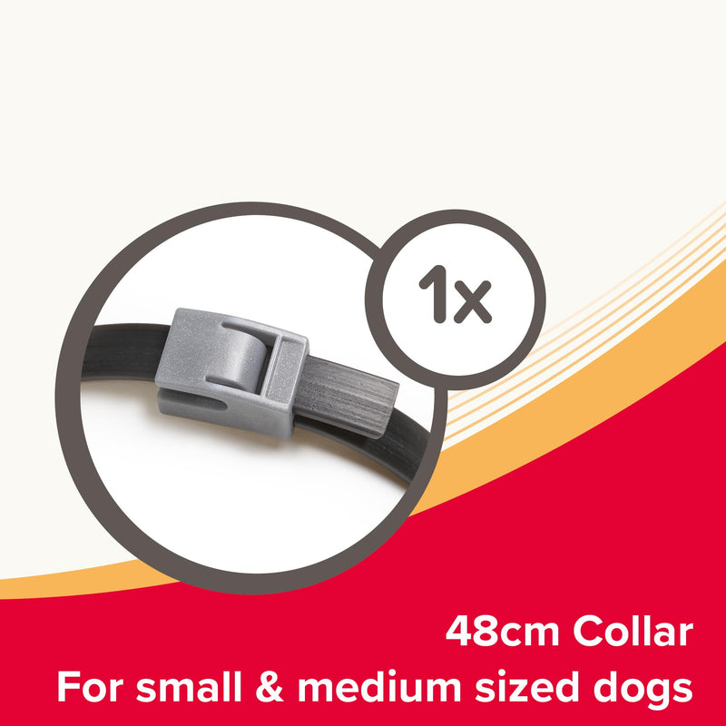 Beaphar - Canishield® Medicated Flea & Tick Collar for Small/Med Dogs Kills Fleas, Ticks & Sandflies – 4-6 months Long-Lasting Protection - Vet-Strength Flea Treatment – Adjustable collar up to 48cm