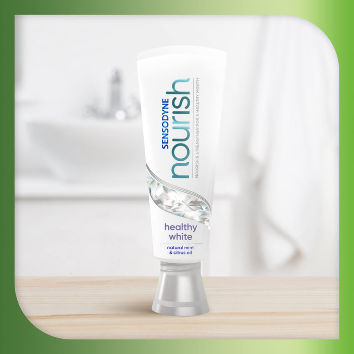 Sensodyne Toothpaste Nourish Healthy White, Teeth Whitening Toothpaste, Mint & Aloe Vera Extract, 75ml