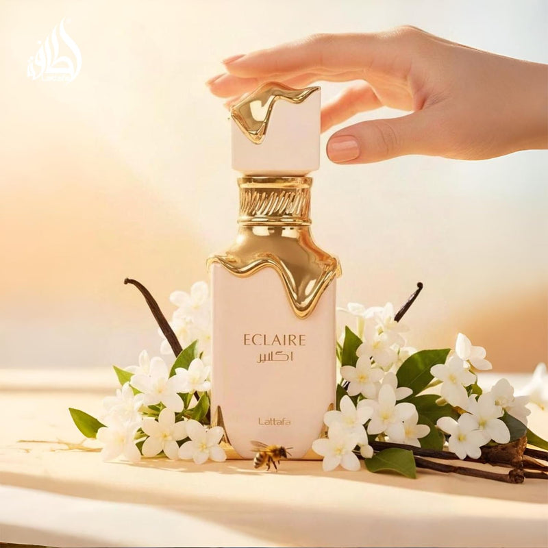 Lattafa Eclaire Eau de Parfum 100ml for Women - Long Lasting Soft Sweet Musk Perfume with Caramel, Milk, Sugar, White Flowers, Honey, Vanilla & Musk