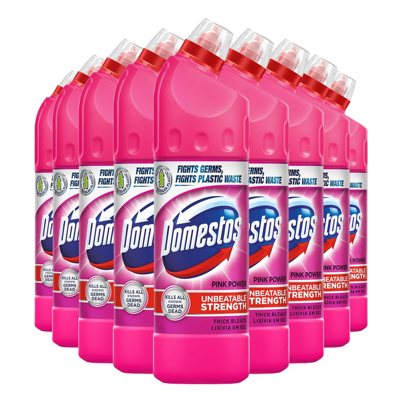Domestos Thick Bleach Pink Power Multi-Purpose Disinfectant Anti-Bacterial Surface Cleaner Gel Limescale Remover for Toilet, Bathroom and Kitchen, 750ml