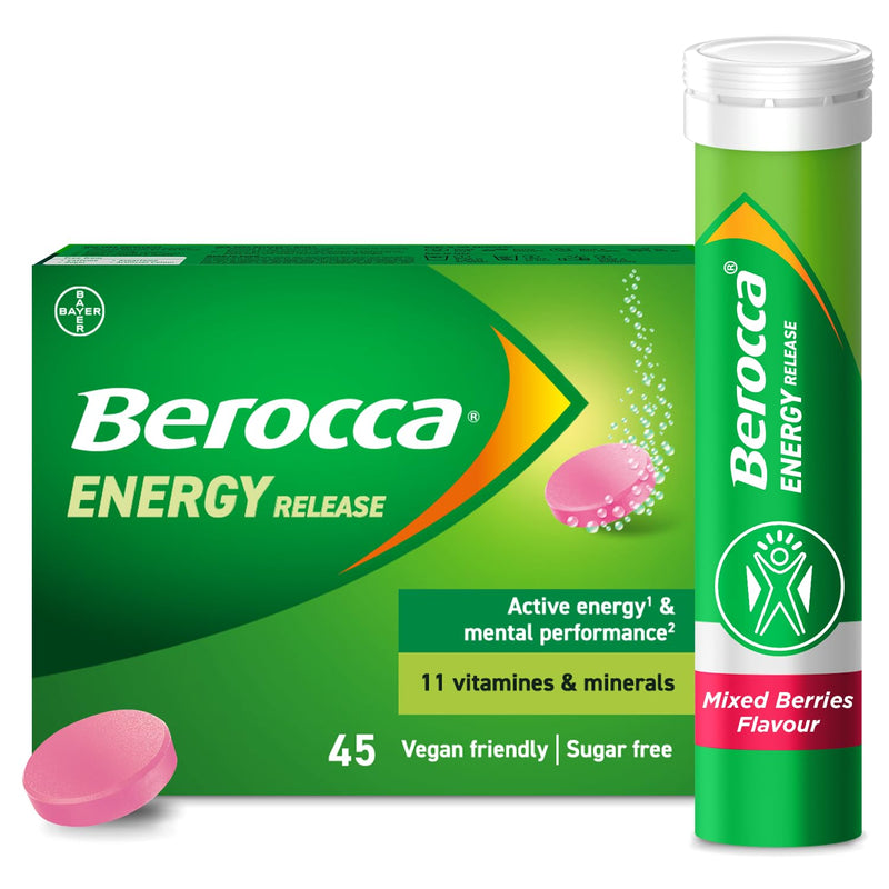 Berocca Vitamin C Effervescent Tablets, Mixed Berries Flavour, 45 Tablets