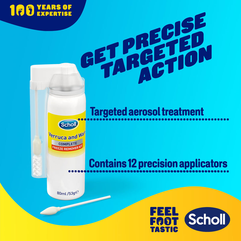 Scholl Verruca & Wart Complete Freeze Remover Kit, 80ml - Verucca Freeze Treatment for Effective Wart and Verucca Removal, 1 Pack