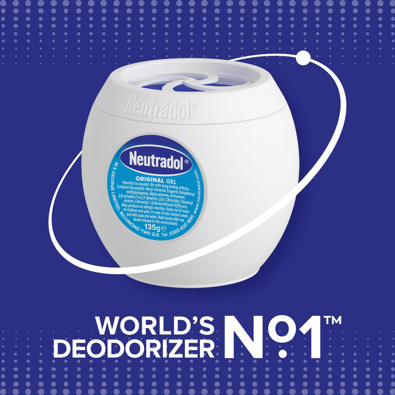 Neutradol Slow Release Gel, Air Freshener and Odour Eliminator, No Plug or Spray Needed, Multipack 12 x 135g