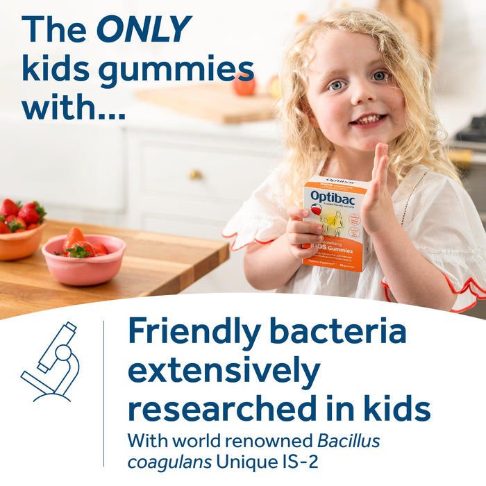 Optibac Probiotics Kids Gummies - Kids Probiotic with Vitamin D & Calcium for Immune System Support & Gut Health with 2 Billion Bacterial Cultures - 60 Vegan Gummies