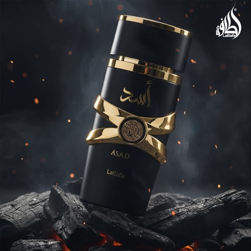 Lattafa Asad Premium Perfume Refreshing Oud and Musk Fragrances Eau De Parfum 100 ml Perfume for Unisex (Pack of 1), 100 ml (Pack of 1)