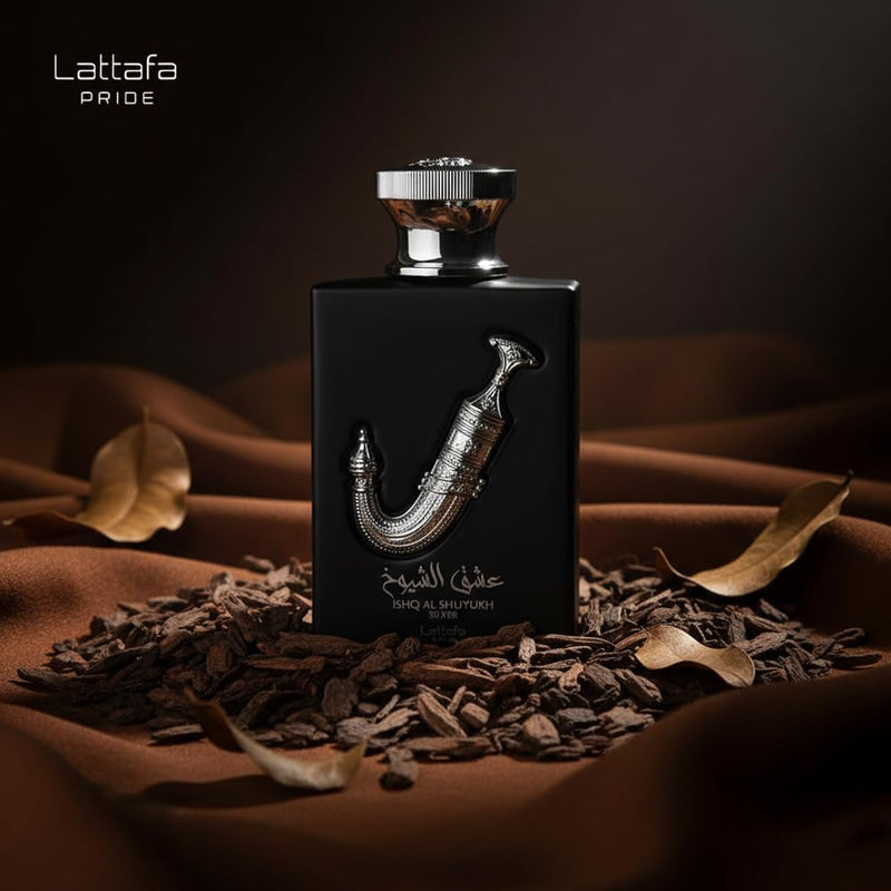 Lattafa Pride Ishq Al Shuyukh Silver Eau de Parfum 100ml Unisex - Long Lasting Fresh Woody Aromatic Perfume with Lemon, Bergamot, Black Pepper, Pineapple, Amber Wood & Cedarwood