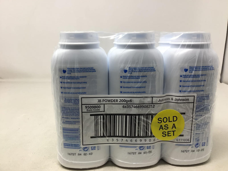 Johnson's Baby Powder Talc Talcum Soft Skin Care Protect Bottles - Pack of 6 x 200 G