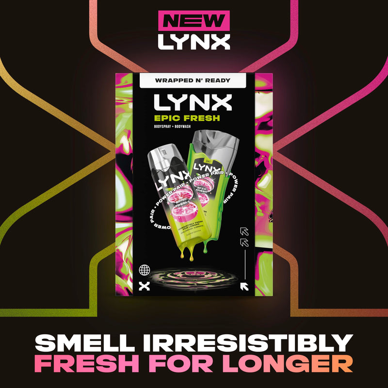 Lynx Epic Fresh Duo Gift Set with a body wash and a body spray perfect for any occasion 2 piece